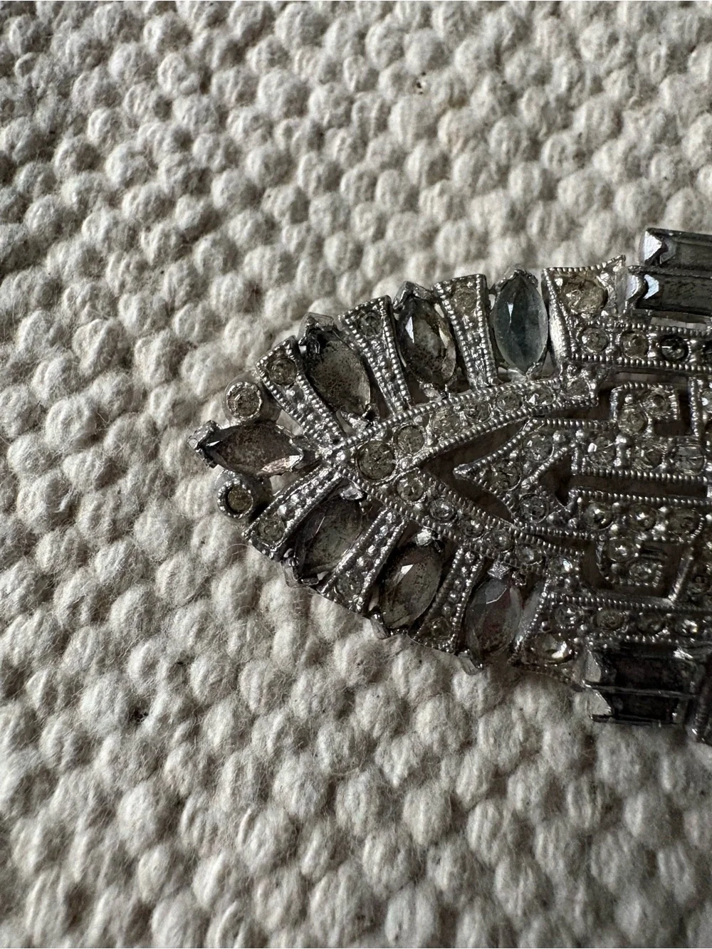 Vintage Estate Brooch Pin Art Deco Style Revival 50s Silver Tone